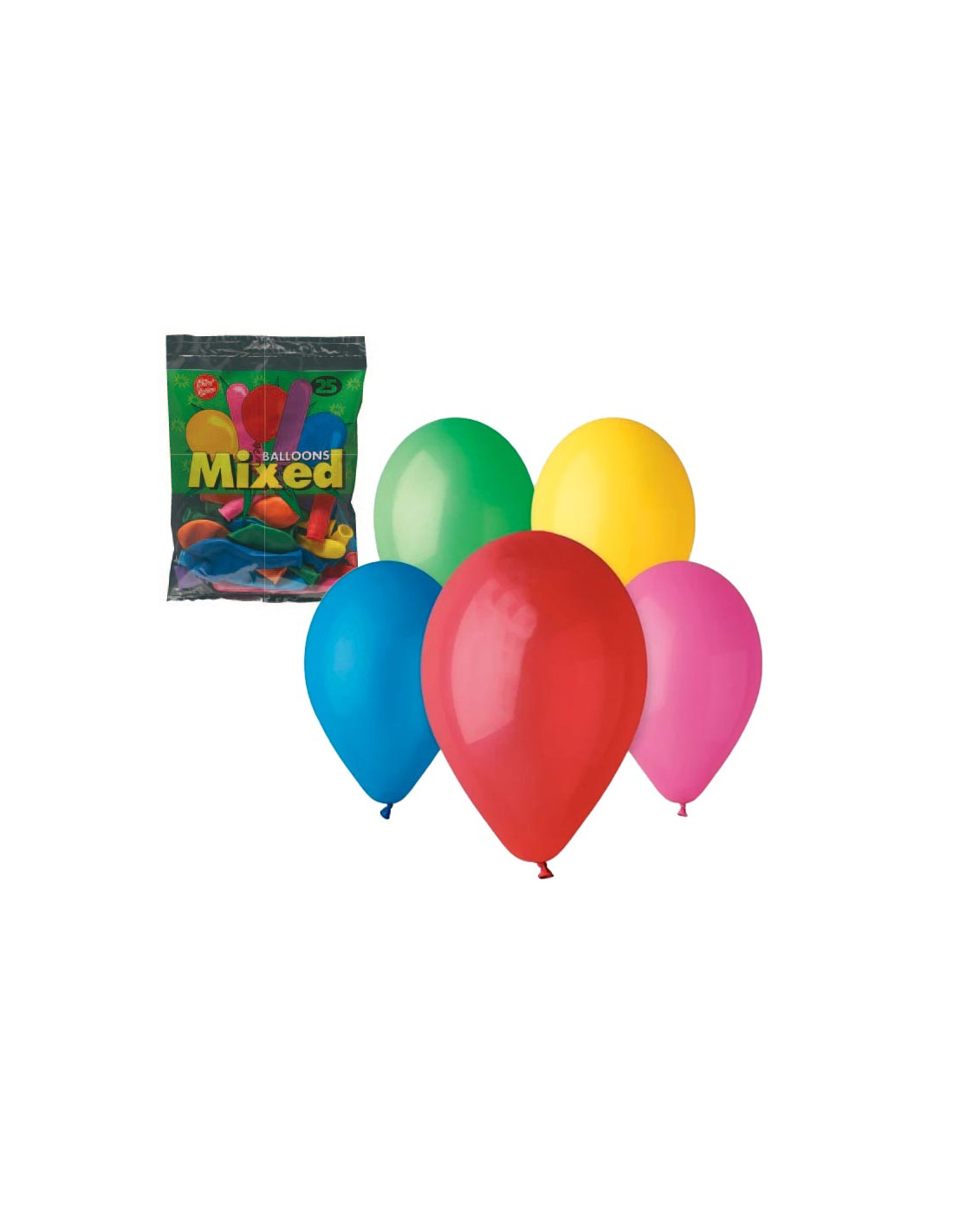 Se Balloner mix 7", 100 stk. (4 poser med 25 stk) hos Fastelavnstønden.dk