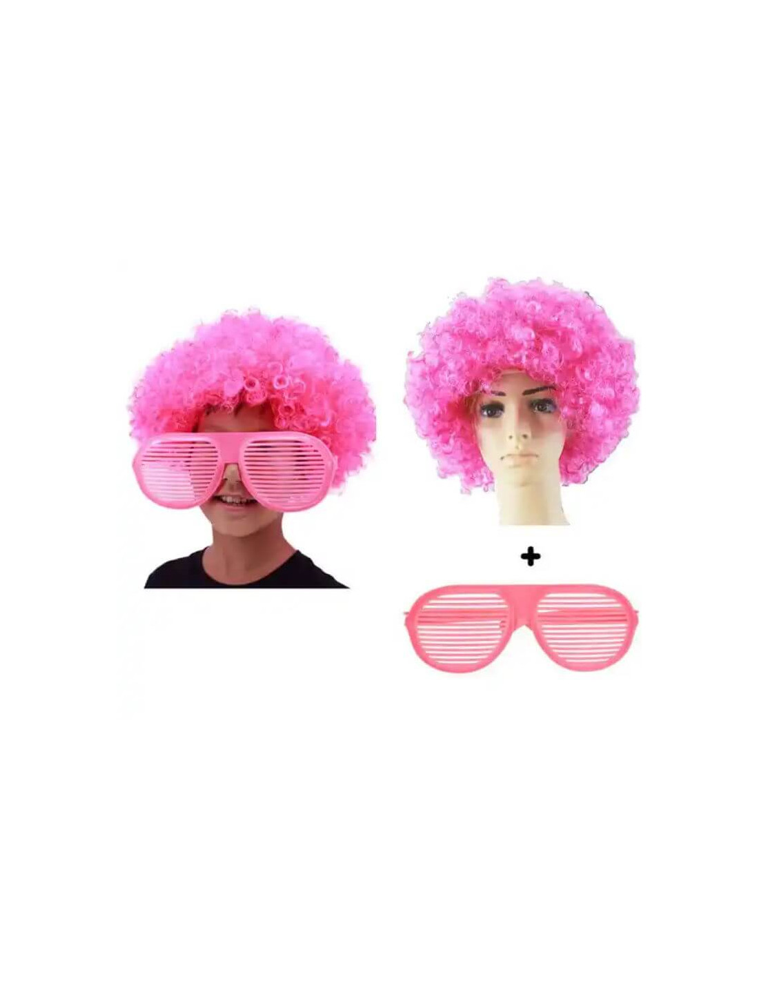 Billede af Neon afroparyk med briller, Pink