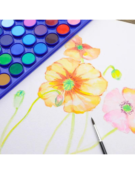 Akvarelsæt med 36 farver og 3 pensler