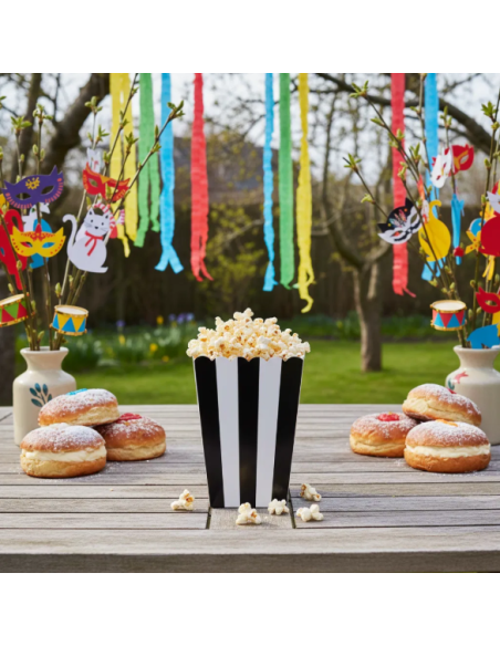 Popcornbægre, sort hvid, 8 stk.