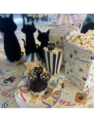 Popcornbægre, sort hvid, 8 stk.