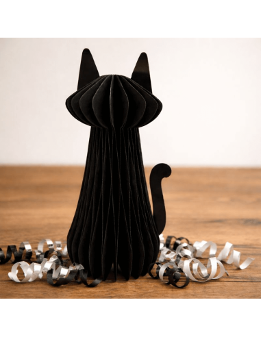 Sort fastelavns kat, honeycomb, 25 cm.
