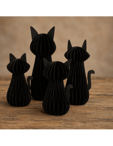 Sort fastelavns kat, honeycomb, 30 cm.