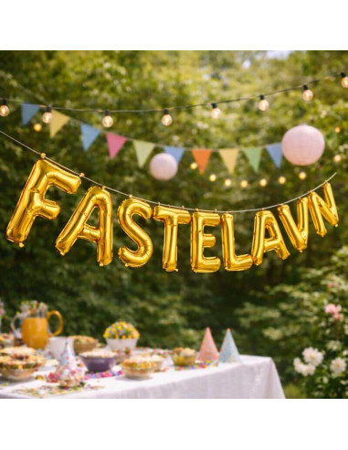 Ballonsæt, Guld "FASTELAVN" 40 cm.