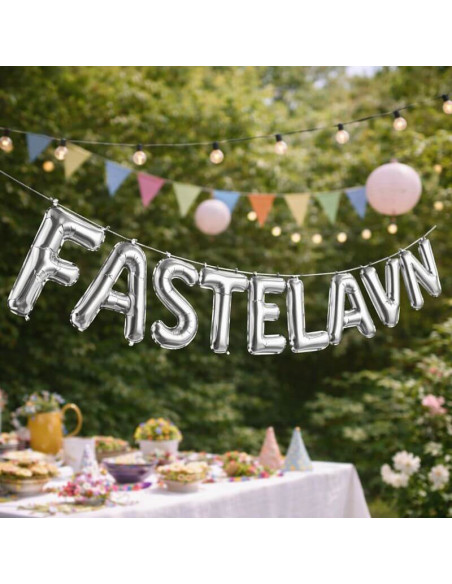 Ballonsæt, Sølv "FASTELAVN" 40 cm.